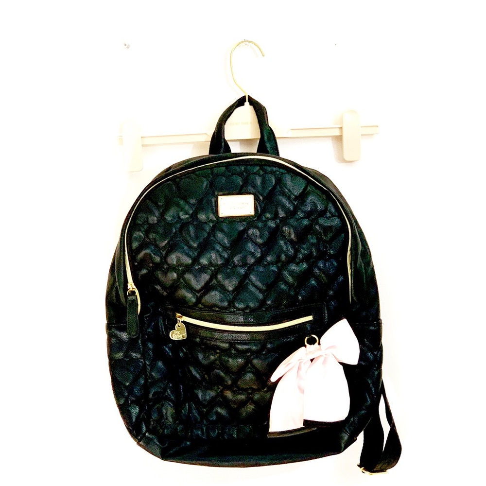 Betsy Johnson black quilted backpack
